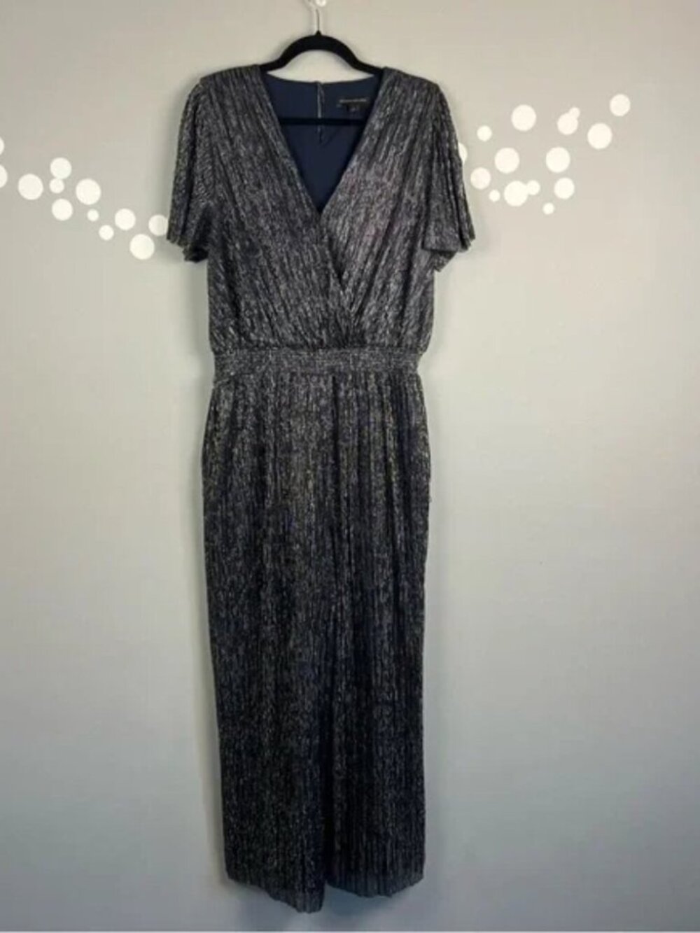 Banana Republic Metallic Jumpsuit Size L Wide Leg Cropped Evening Party
